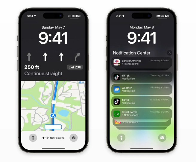 通江苹果维修服务分享iOS17锁屏地图导航半屏显示长什么样 